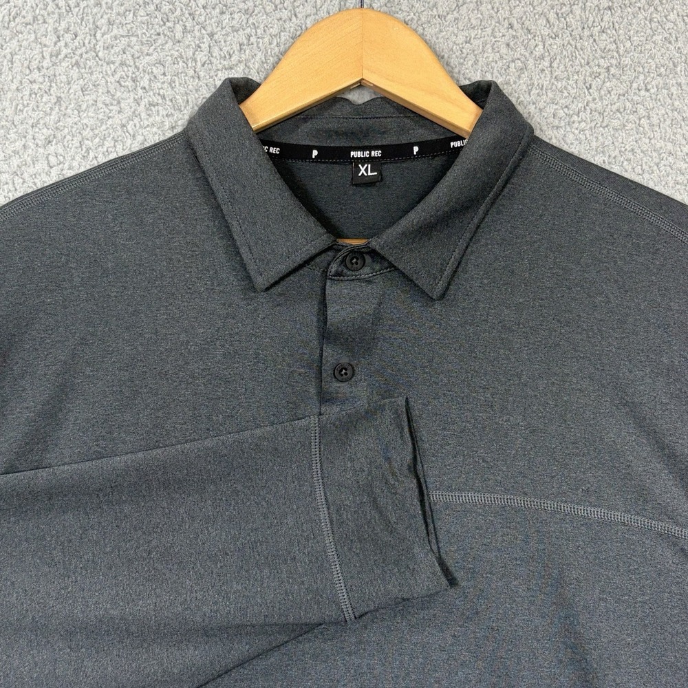 Public Rec Polo Shirt Mens Large Charcoal Long Sleeve Performance Stretch Casual
